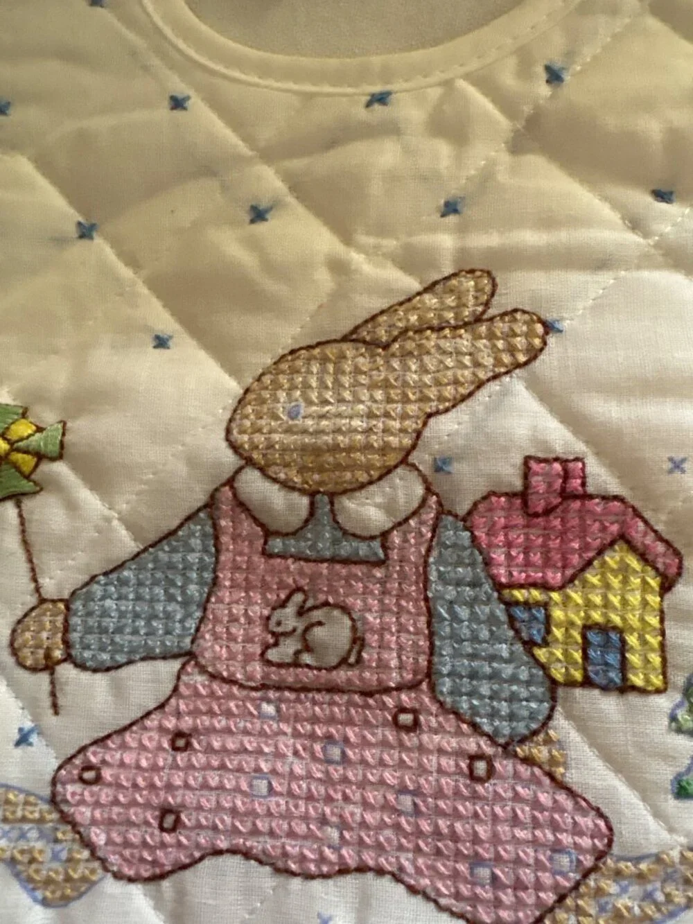 Daisy Kingdom Bunny Pinwheel Pre-Quilted Baby Bib Cross-Stitch Kit Bucilla 63269